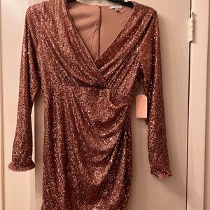 Elegant Sequin Long Sleeve Dress
